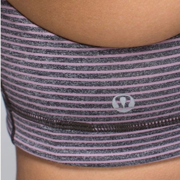 Lululemon All Sports Bra Hyper Stripe Mauvelous Heathered Black - Picture 5 of 11